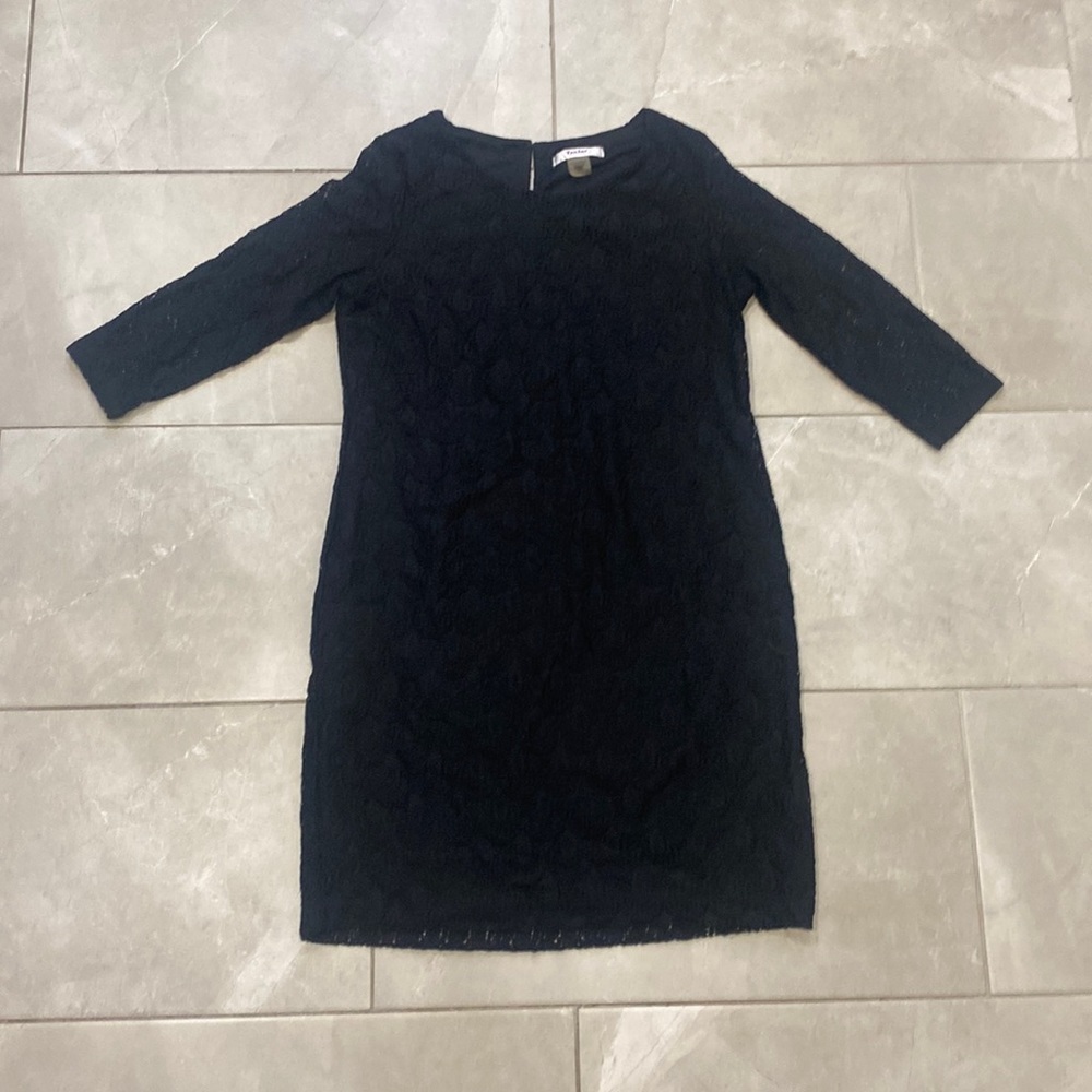 Black Lace Overlay Midi Dress
